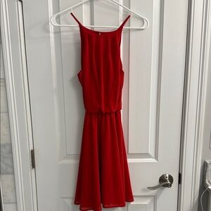 Blue Rain Vibrant Red Midi Dress